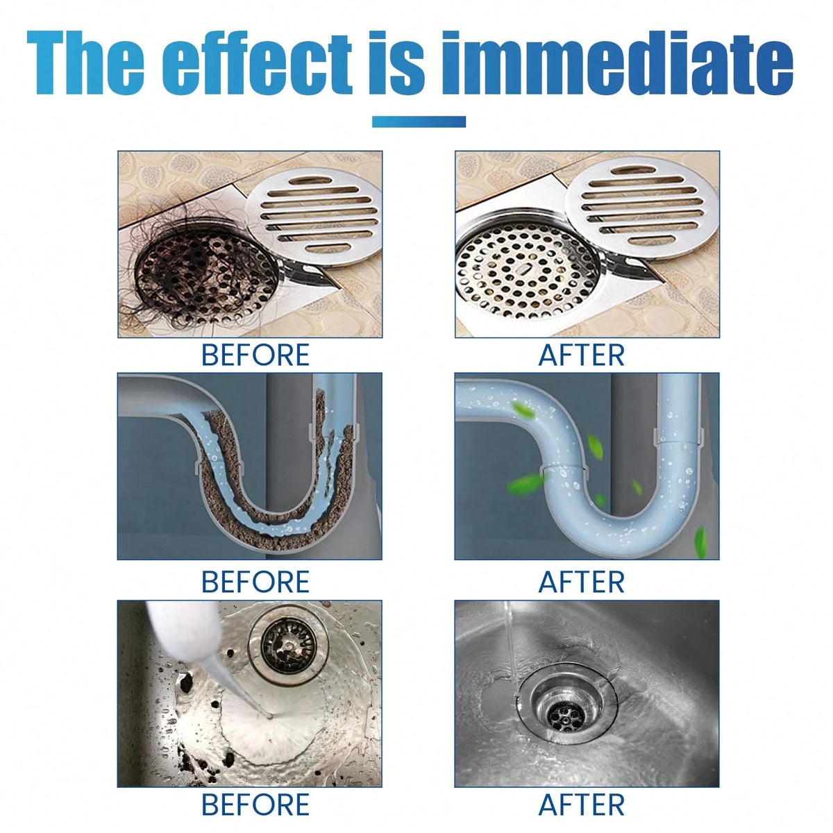 JAYSUING Powerful Pipe Cleaning Powder For Quickly Clears Pipe Blockages Removes Stubborn Dirt And Oil Stains Gentle Formula, Safety And Reliable Suitable For Kitchen Sink And Toilet Pipe Odor Elimina
