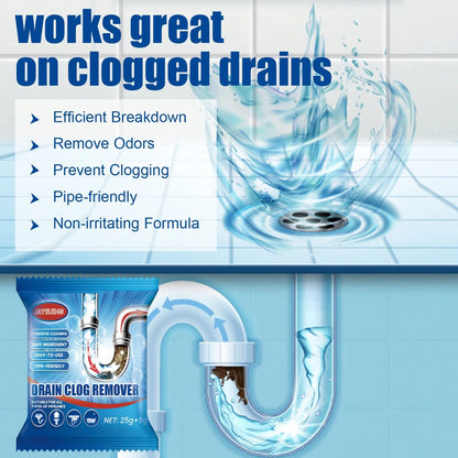 JAYSUING Powerful Pipe Cleaning Powder For Quickly Clears Pipe Blockages Removes Stubborn Dirt And Oil Stains Gentle Formula, Safety And Reliable Suitable For Kitchen Sink And Toilet Pipe Odor Elimina