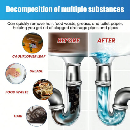 JAYSUING Powerful Pipe Cleaning Powder For Quickly Clears Pipe Blockages Removes Stubborn Dirt And Oil Stains Gentle Formula, Safety And Reliable Suitable For Kitchen Sink And Toilet Pipe Odor Elimina