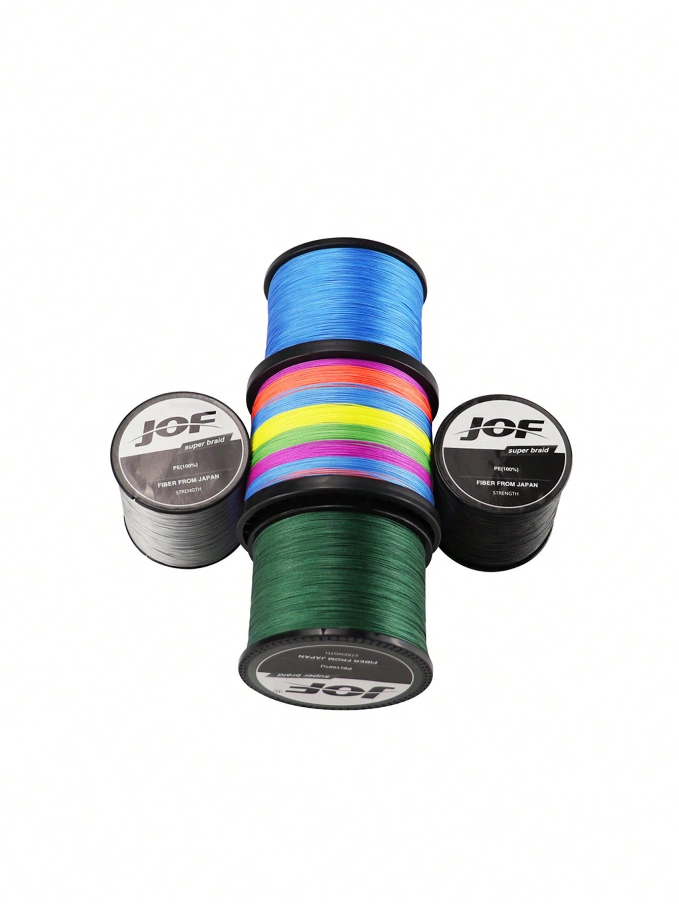 JOF Super Strong Fishing Line-300YDS/500YDS/1000YDS 4-Strand Multifilament PE Anti-Abrasion Braided Line For Smooth Long Casting, Available In 8-80LB Options Random Delivery