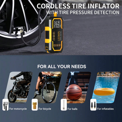 Jump Starter With Air Compressor,Portable Car Battery Jump Starter(9.0 Gas/6.5L D) With 150PSI Auto-Shutoff Tire Inflator, 12V Jump Box For Car Battery With Smart Jumper Cables,USB Input/Output, Digit