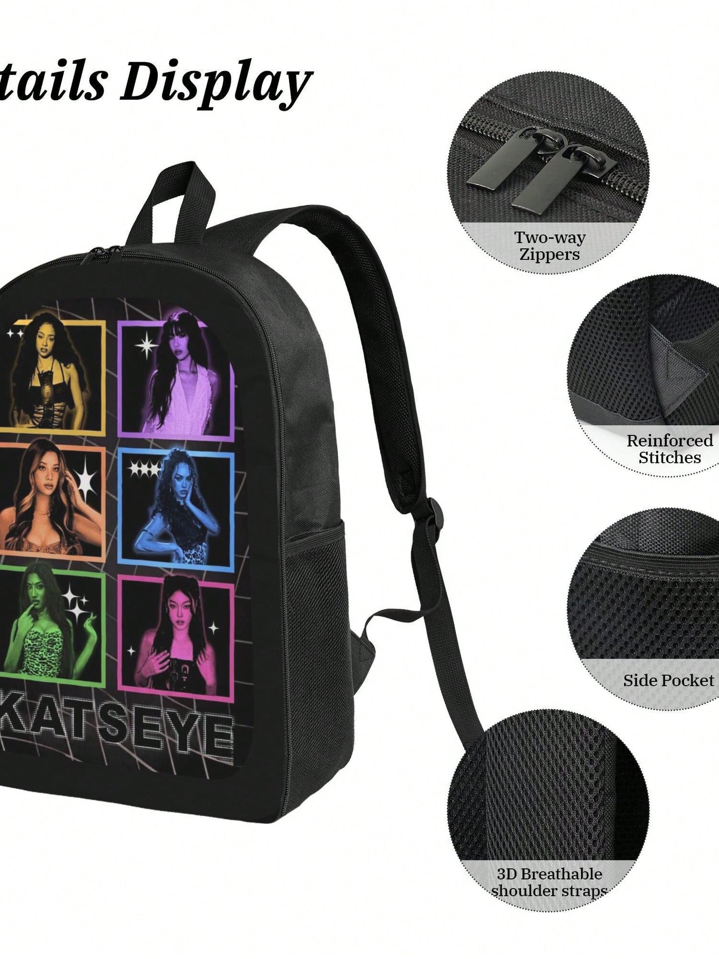 KATSEYE Backpack 3-Piece Set Cartoon Fun Backpack Pencil Case & Lunch Bag Three-Piece School Gear