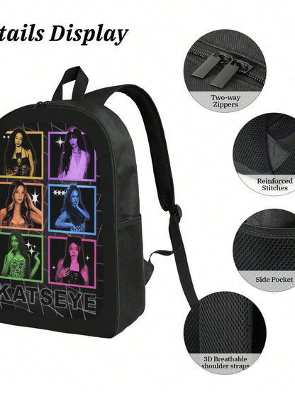 KATSEYE Backpack 3-Piece Set Cartoon Fun Backpack Pencil Case & Lunch Bag Three-Piece School Gear