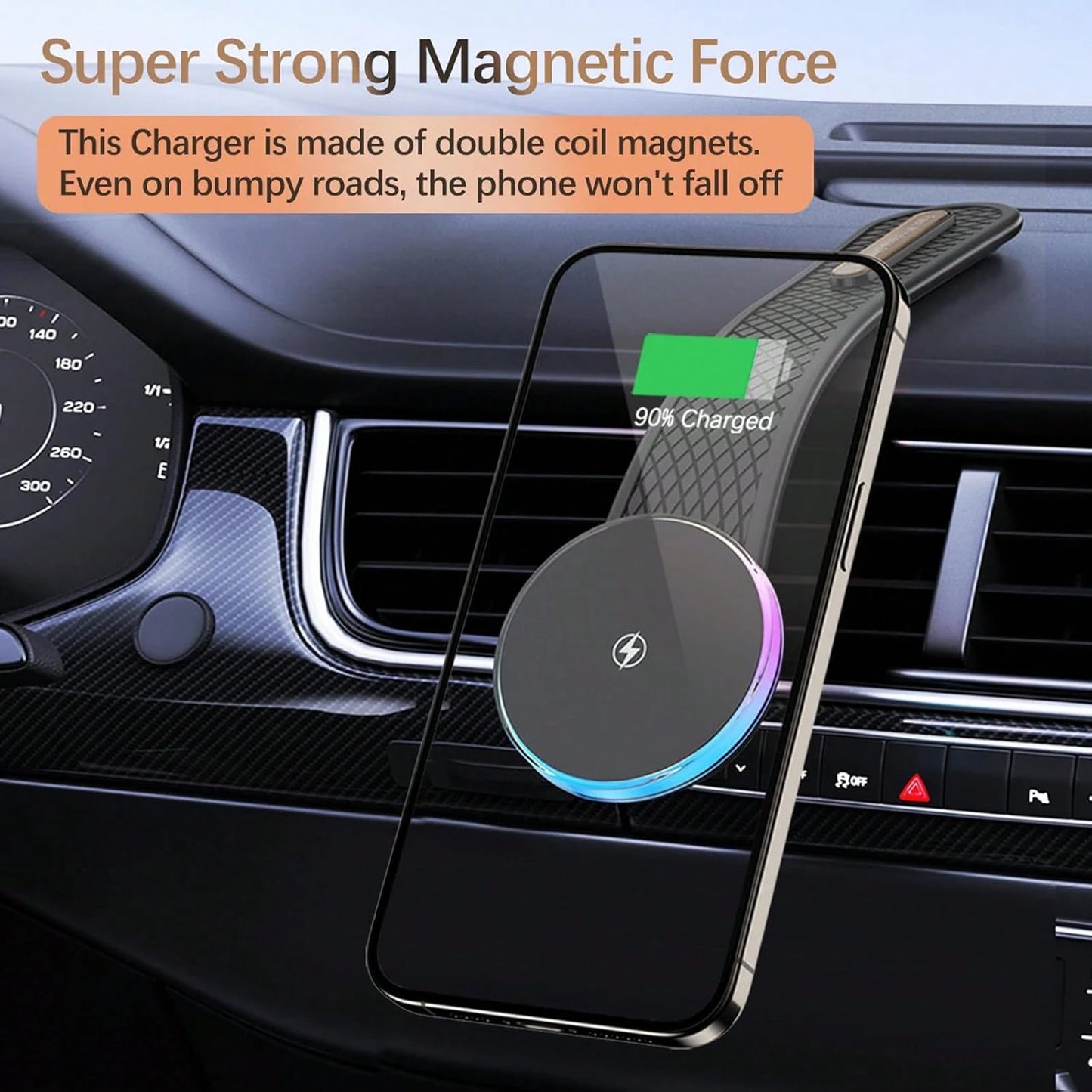 Keai Car Magnetic Wireless Charger, 15W Fast Charging Holder Compatible With IPhone 17/16/15/14/13/12 Pro Max, For MagSafe Car Phone Mount Charger With Bendable Arm For Dashboard/Windscreen
