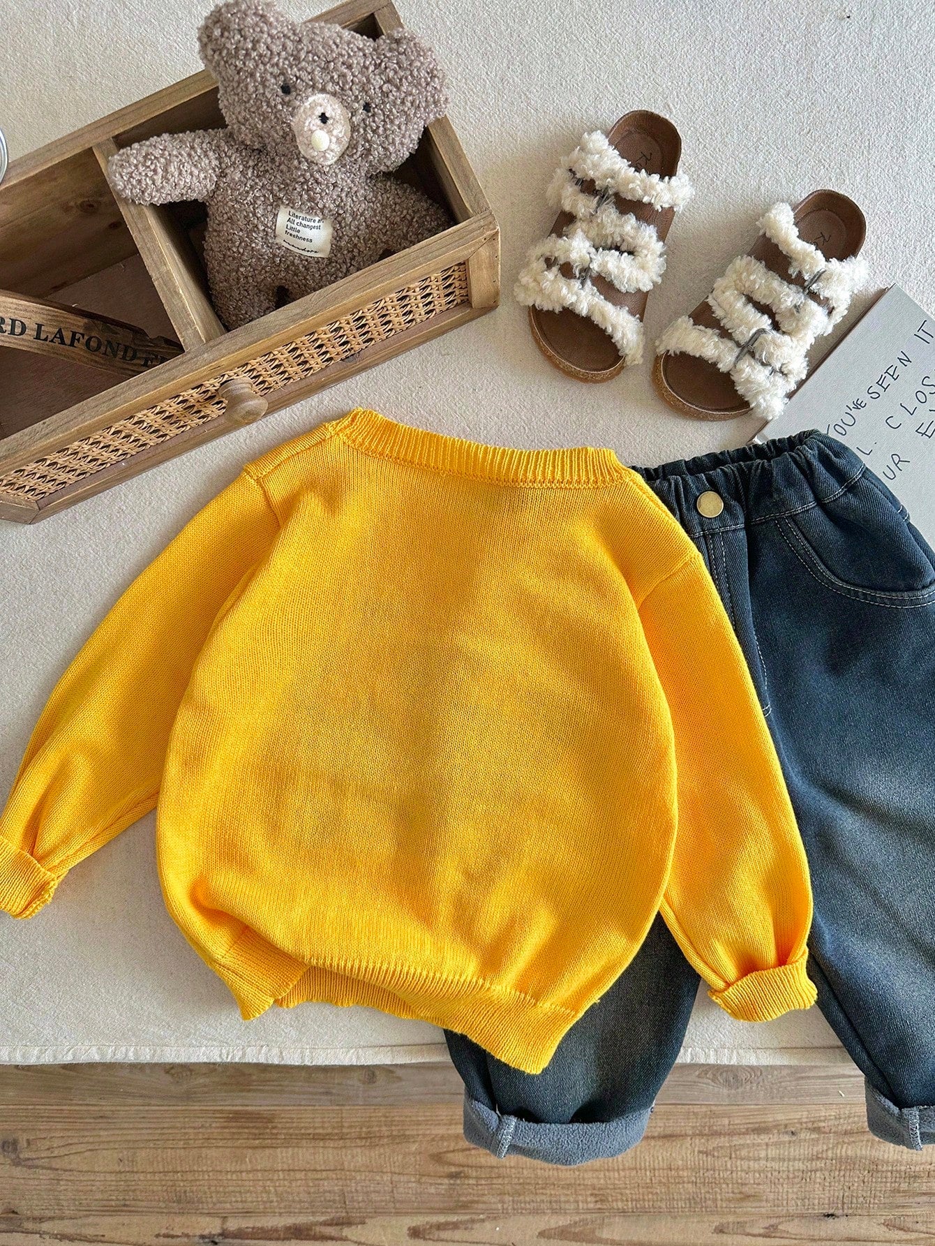 Kids 1pc Soft Comfortable Cute Face Knitted Crew Neck Pullover Autumn Sweatshirt,Long Sleeve,Back-To-School,Winter,School,Daily Wear,Holidays,New Year