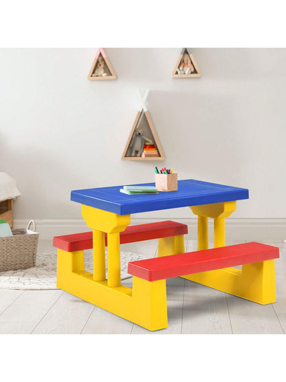 Kids Picnic Table Set With Removable Umbrella Indoor Outdoor Garden Patio Multicolor/Green