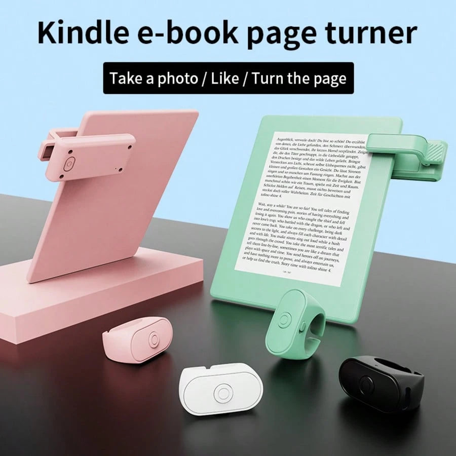 Kindle Page Turner Ring, Compatible With Kindle Paperwhite/Oasis/Scribe, Bluetooth-Free Clip-On Kindle Remote, Camera Remote For IPhone And Tablets, Compatible With Thick Protective Cases