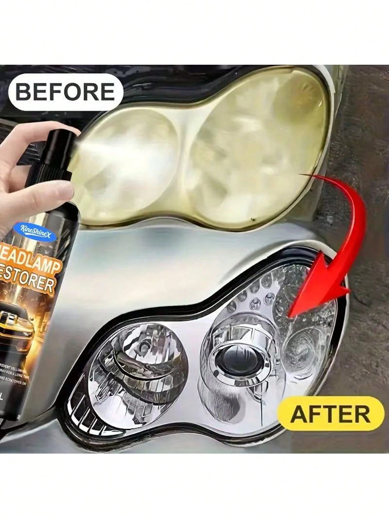 KineShineX Car Headlight Cleaner, Headlight Repair Fluid For Cars, Motorcycles, Electric Vehicles, And Trucks; Prevents Headlight Covers From Oxidizing And Yellowing; Car Wash Liquid; Car Parts; Make