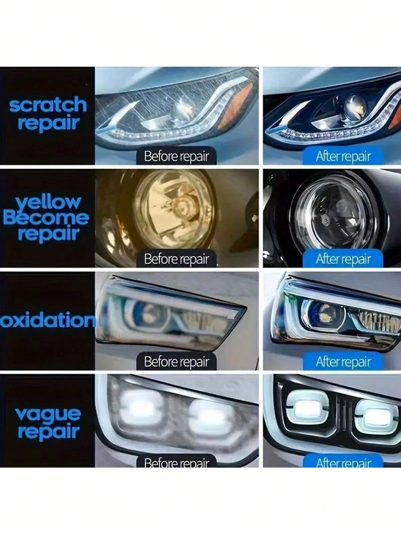 KineShineX Car Headlight Cleaner, Headlight Repair Fluid For Cars, Motorcycles, Electric Vehicles, And Trucks; Prevents Headlight Covers From Oxidizing And Yellowing; Car Wash Liquid; Car Parts; Make