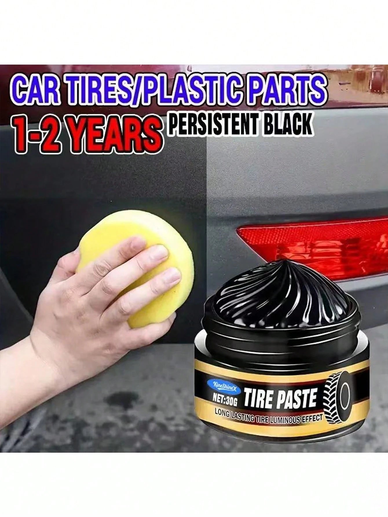 KineShineX Car Tire Polishing Compound, Car Tire Blackening Agent, Prevents Tire Cracking, Oxidation And Yellowing, Car Interior Polishing And Repair Compound, Plastic Parts Scratch Repair Wax, Car Po