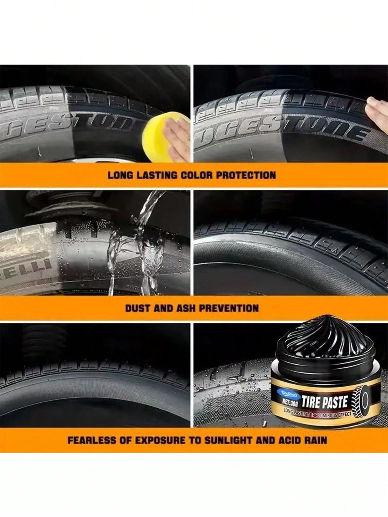 KineShineX Car Tire Polishing Compound, Car Tire Blackening Agent, Prevents Tire Cracking, Oxidation And Yellowing, Car Interior Polishing And Repair Compound, Plastic Parts Scratch Repair Wax, Car Po