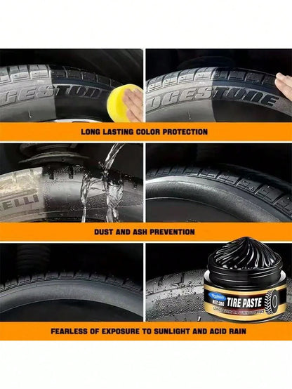 KineShineX Car Tire Polishing Compound, Car Tire Blackening Agent, Prevents Tire Cracking, Oxidation And Yellowing, Car Interior Polishing And Repair Compound, Plastic Parts Scratch Repair Wax, Car Po