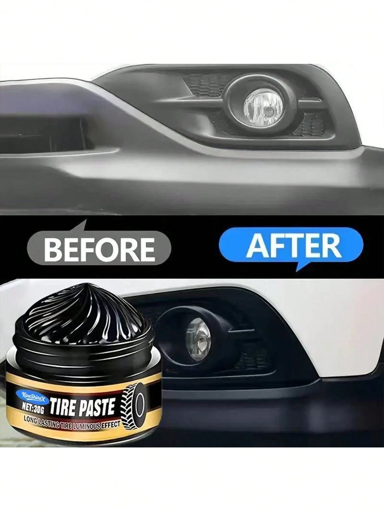 KineShineX Car Tire Polishing Compound, Car Tire Blackening Agent, Prevents Tire Cracking, Oxidation And Yellowing, Car Interior Polishing And Repair Compound, Plastic Parts Scratch Repair Wax, Car Po