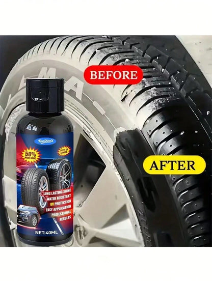 KineShineX Tire Gloss, Tire Blackener, Durable Anti-Aging Agent, Tire Polish, Tire Care Cream, Polishing Agent, Car Paint Repair Agent And Car Parts. Thick And Thin Sponges Shipped Randomly.
