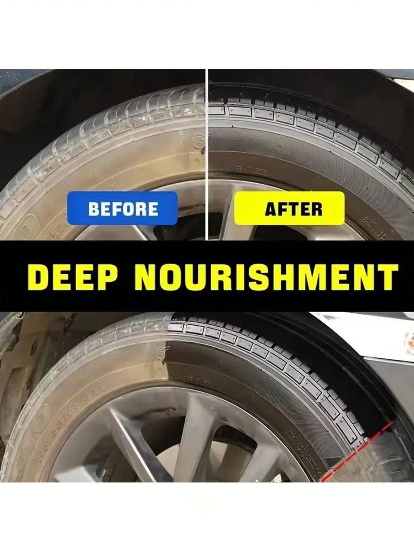 KineShineX Tire Gloss, Tire Blackener, Durable Anti-Aging Agent, Tire Polish, Tire Care Cream, Polishing Agent, Car Paint Repair Agent And Car Parts. Thick And Thin Sponges Shipped Randomly.