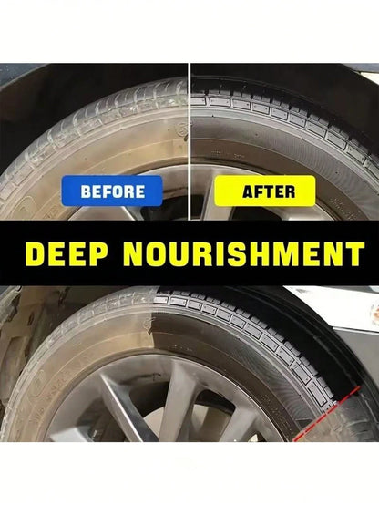 KineShineX Tire Gloss, Tire Blackener, Durable Anti-Aging Agent, Tire Polish, Tire Care Cream, Polishing Agent, Car Paint Repair Agent And Car Parts. Thick And Thin Sponges Shipped Randomly.