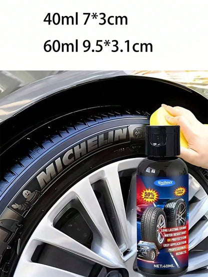 KineShineX Tire Gloss, Tire Blackener, Durable Anti-Aging Agent, Tire Polish, Tire Care Cream, Polishing Agent, Car Paint Repair Agent And Car Parts. Thick And Thin Sponges Shipped Randomly.