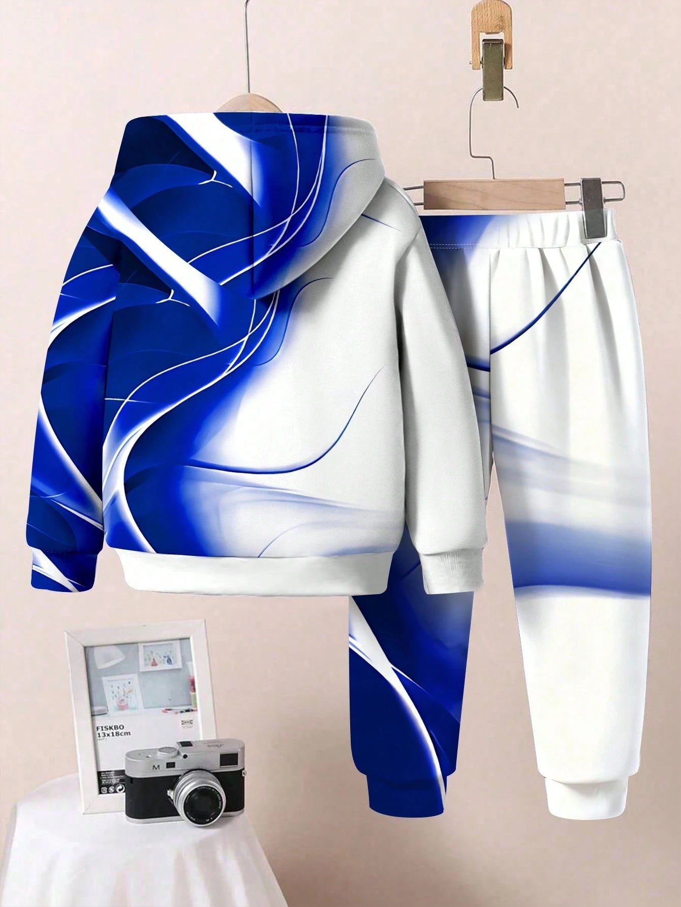 KING, Blue Flame, Passionate, Life Force Baby Boy Casual Loose Comfortable Soft Knit Autumn Hoodie Sweatsuit