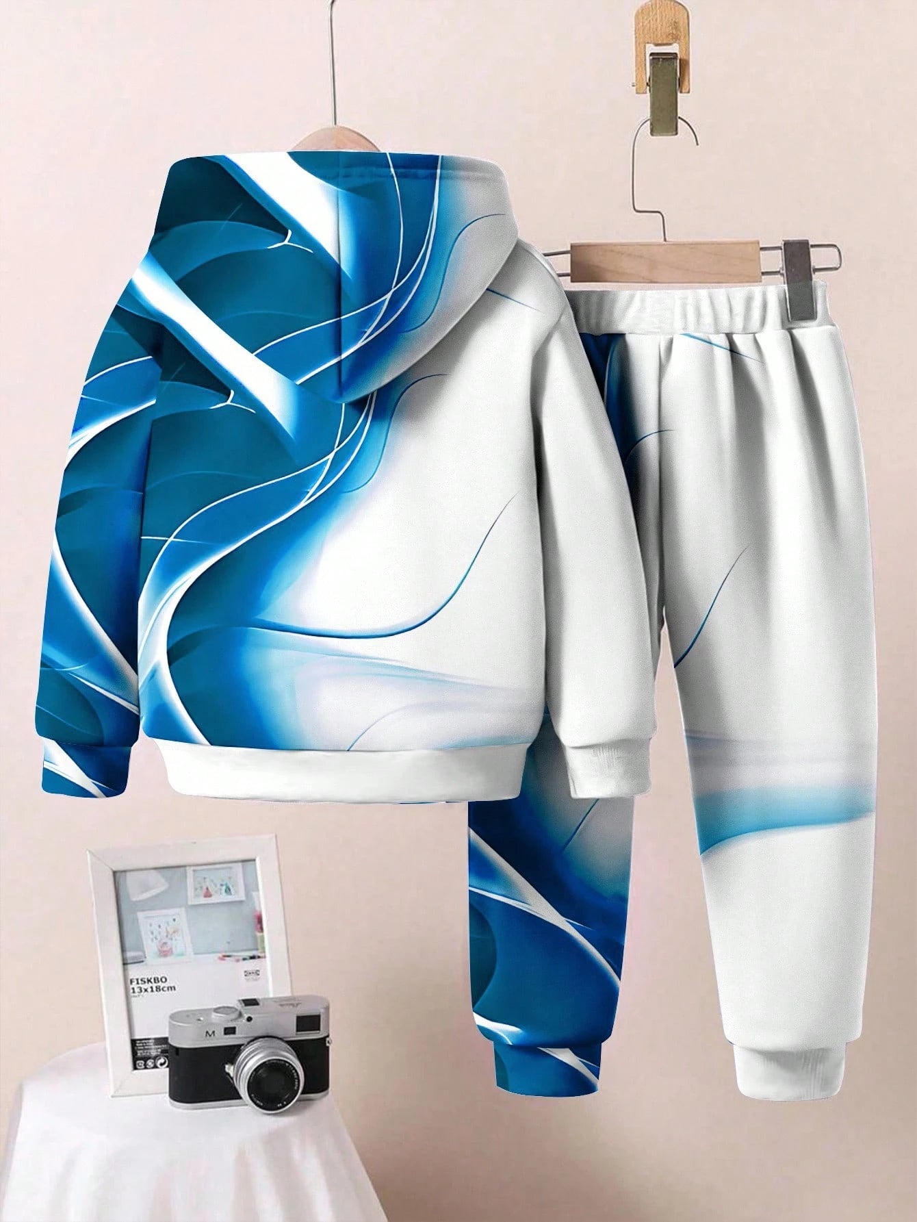 KING, Blue Flame, Passionate, Life Force Baby Boy Casual Loose Comfortable Soft Knit Autumn Hoodie Sweatsuit