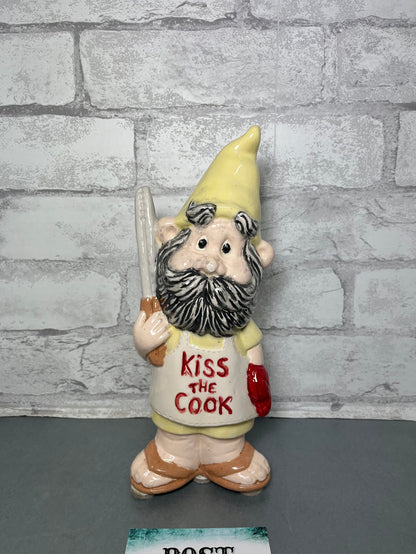 "Kiss The Cook" Ceramic Gnome