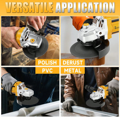 KITESDER 20V Cordless Electric Grinder Tools 500W,2-Position Side Handle Brushless Motor, 9000 RPM, With 4.0Ah Battery &Charger,Grinding And Cutting Wheels, Power Adjustable 3-Speed With Digital Disp