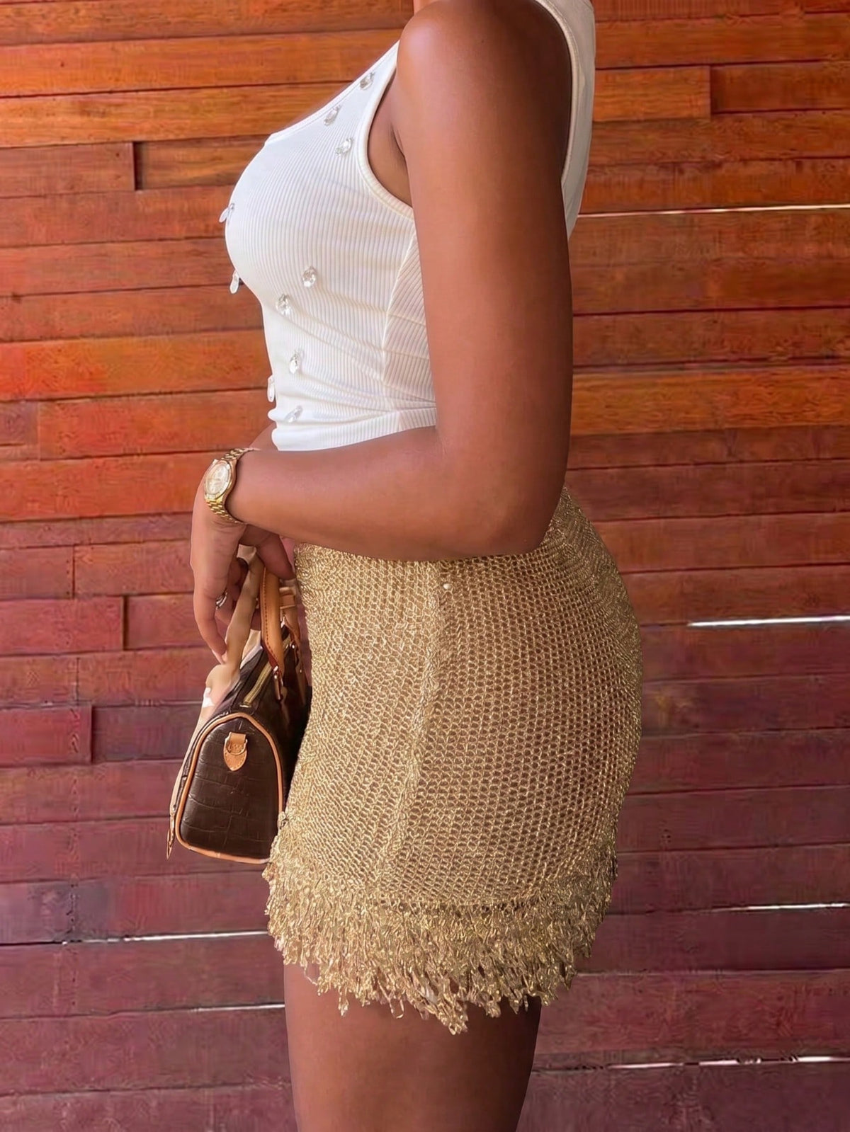 Knitted Fringe New Spicy Double-Layer Skort