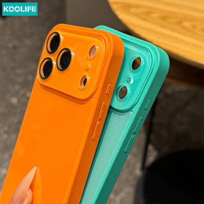 Koolife 1pc Peacock Blue Glossy Glass Phone Case, Luxury Shockproof Hard Shell Full Camera Protection, Suitable For Phone18pro/18pro Max/17/17pro/17promax/16/15/14/13/12/11