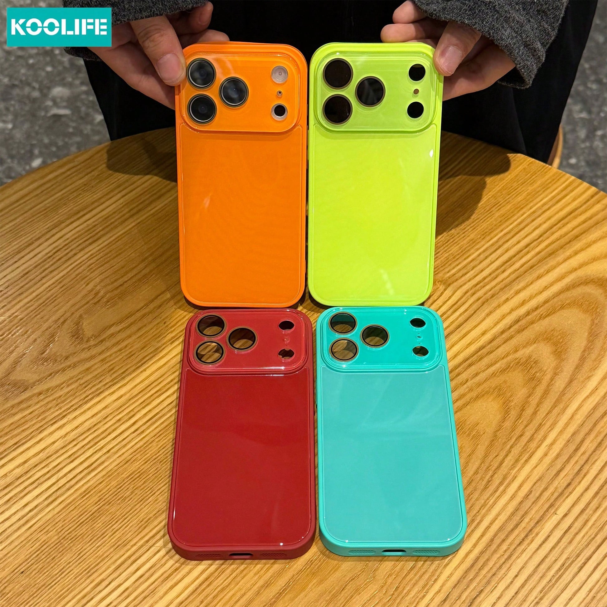 Koolife 1pc Peacock Blue Glossy Glass Phone Case, Luxury Shockproof Hard Shell Full Camera Protection, Suitable For Phone18pro/18pro Max/17/17pro/17promax/16/15/14/13/12/11