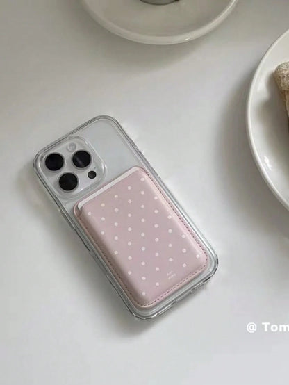 Korean Ins Niche Girly Bow Magnetic Wireless Charging MagSafe Card Holder Phone Case Suitable For IPhone 16 Pro Max/15 Pro/14/13/12/11