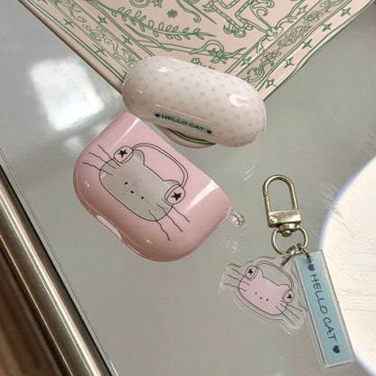 Korean Style Hollow Cat Earphone Case With Pendant, Compatible With AirPods Pro 3, Pro 2, 4, 3, 1/2, Cute Apple Earphone Protective Cover, Minimalist Personalized Earphone Case For Girls, Spring/Summe