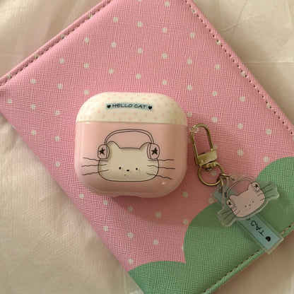 Korean Style Hollow Cat Earphone Case With Pendant, Compatible With AirPods Pro 3, Pro 2, 4, 3, 1/2, Cute Apple Earphone Protective Cover, Minimalist Personalized Earphone Case For Girls, Spring/Summe