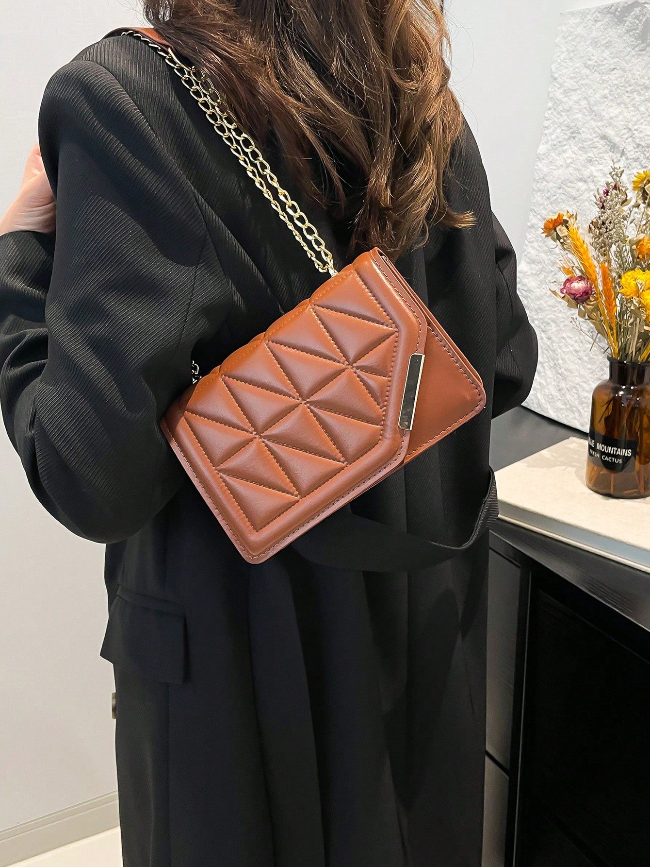 Korean-Style Personalized Cracked Texture Iron Edge Casual Handbag For Women, 2025 Fashion Ins Minimalist Square Shoulder/Cross-Body Bag