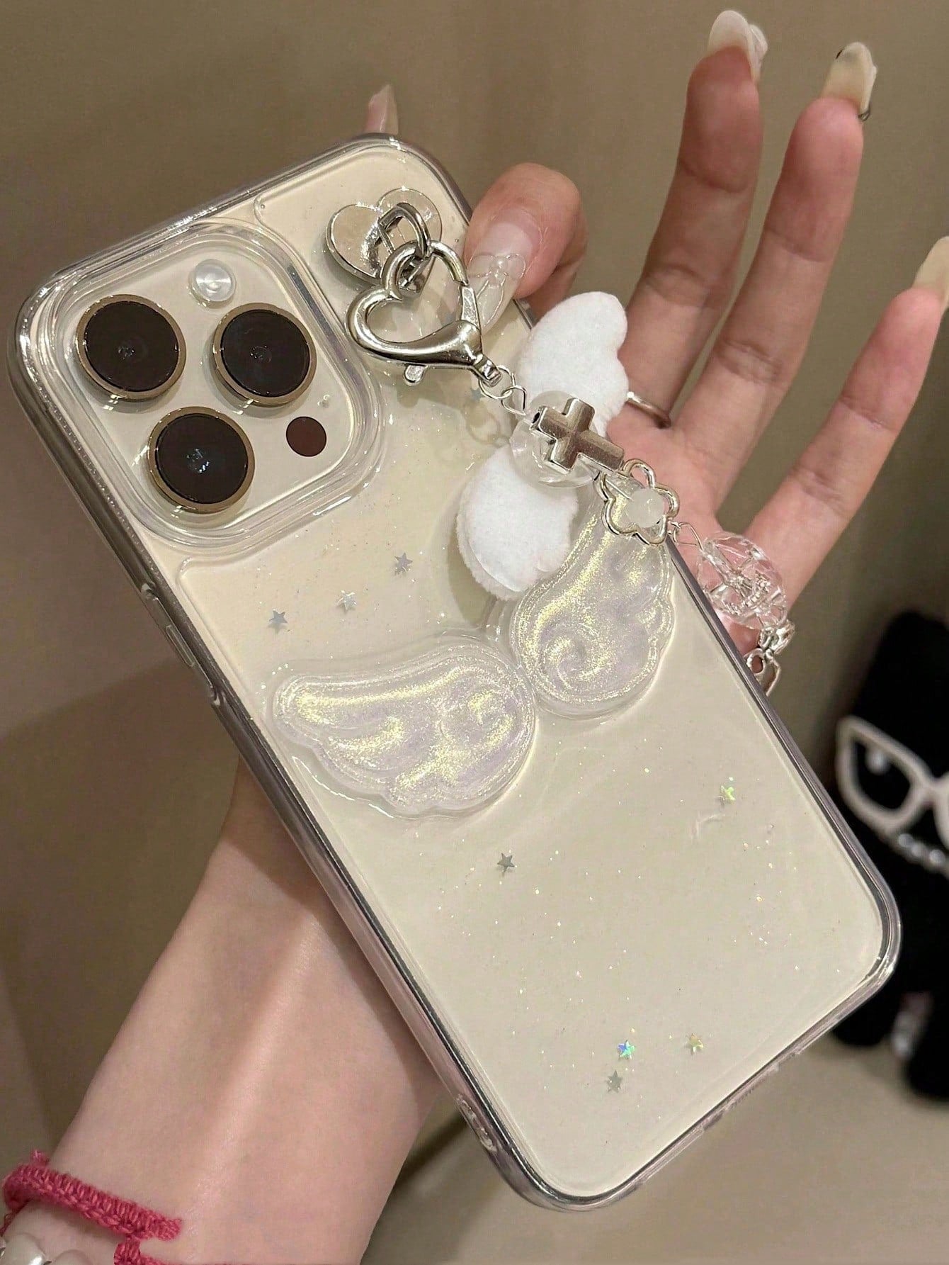 Kpop Style 3D Glitter Wing Soft Phone Case Compatible With IPhone 17 16 Pro Max, 15 New, 14 Pro, 13, 12 Mini, 11 Pro, XS, Shockproof Full Coverage Protection