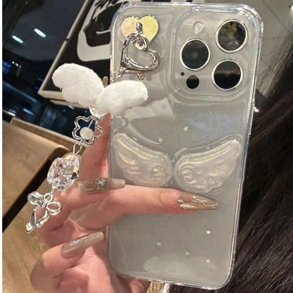 Kpop Style 3D Glitter Wing Soft Phone Case Compatible With IPhone 17 16 Pro Max, 15 New, 14 Pro, 13, 12 Mini, 11 Pro, XS, Shockproof Full Coverage Protection