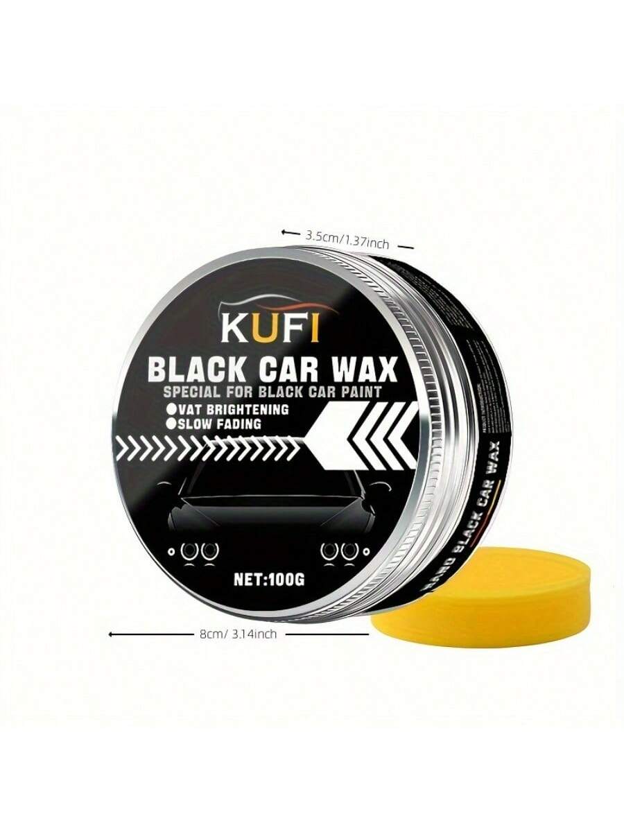 KUFI Black Car Wax, Detergent Glossy Wax, Crystalline Polishing Wax, Water-Resistant Protective Wax For All Black Vehicles