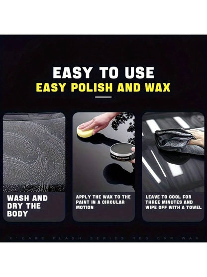 KUFI Black Car Wax, Detergent Glossy Wax, Crystalline Polishing Wax, Water-Resistant Protective Wax For All Black Vehicles
