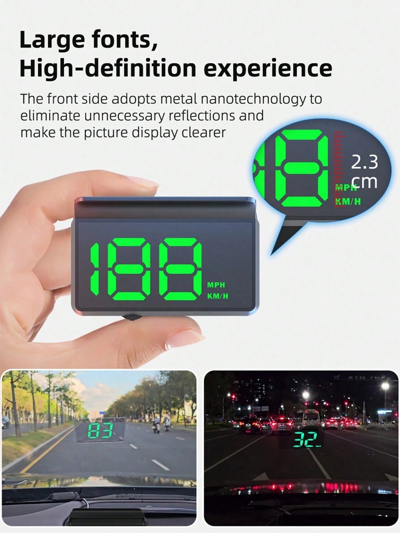 KWHUD Multifunctional Heads-Up Display For Cars, Suitable For All Vehicle Models, No Battery Required