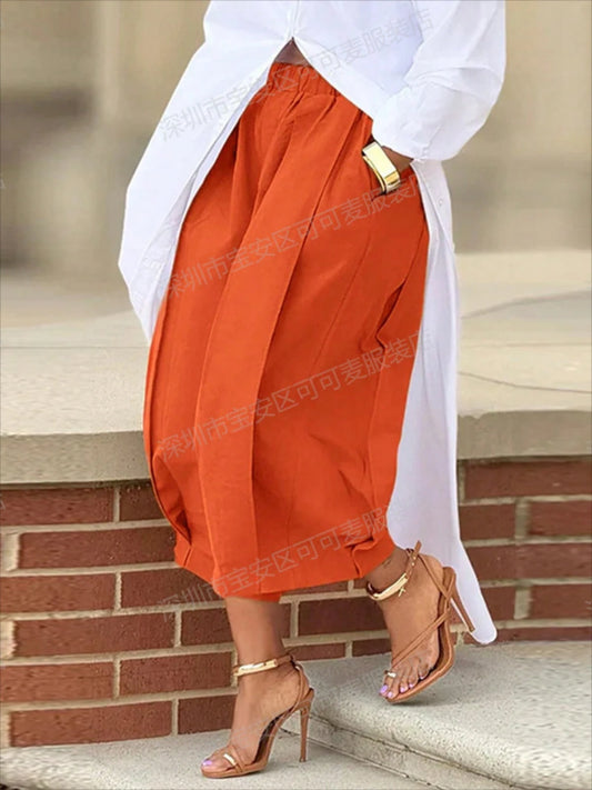 KZKZWK High Waist Pleated Wide Leg Culottes, Casual & Streetwear