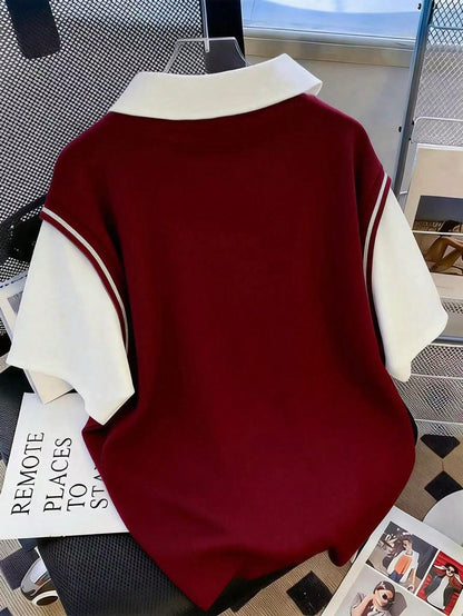 Lalippa Embroidered Fashionable Minimalist Women's Polo Neck T-Shirt, Gift For Friends