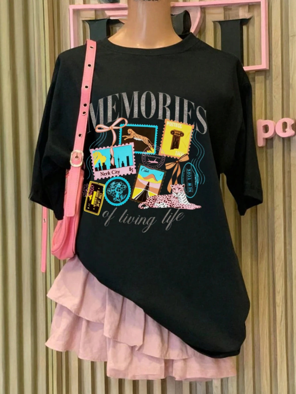 Lalippa Striped Digital Print Casual Oversized Mid-Length Round Neck Drop Shoulder Women T-Shirt, Gift For Friends
