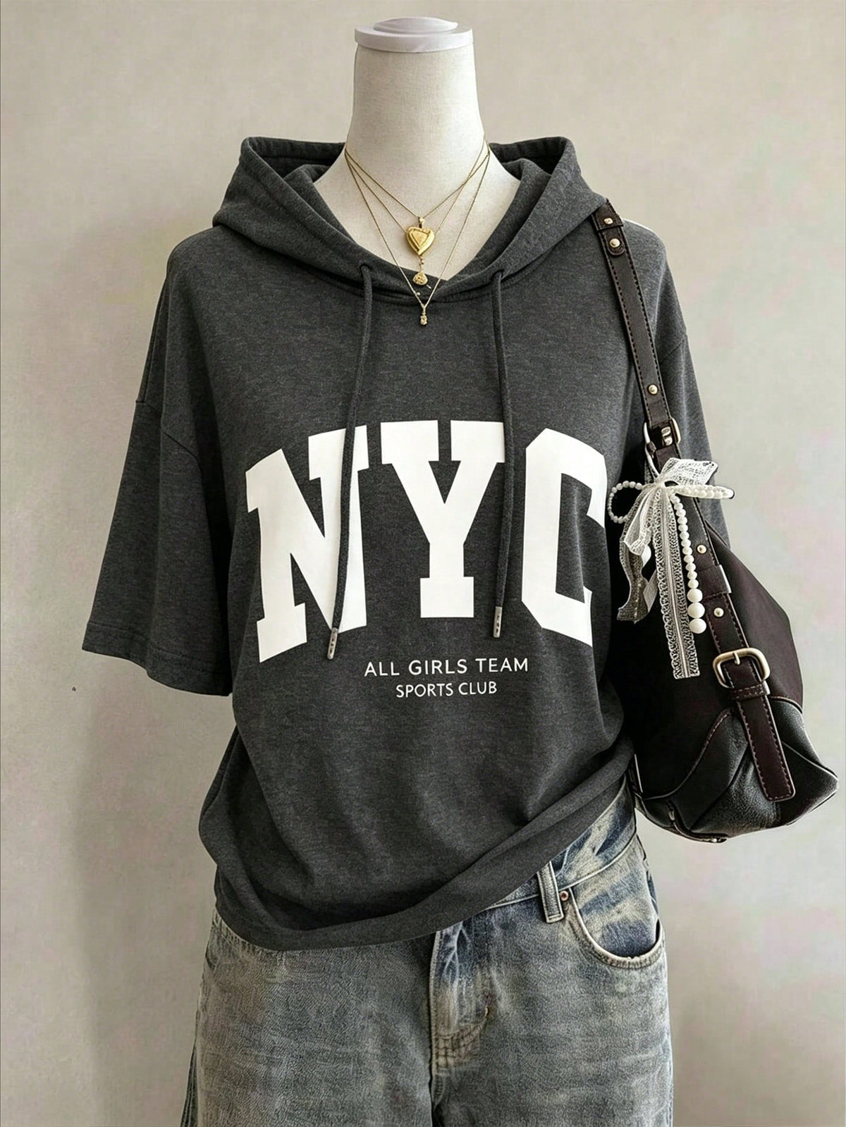 Lalippa Women's Retro American Stylish Hoodie T-Shirt With Slogan, Suitable For Spring, Summer, Autumn
