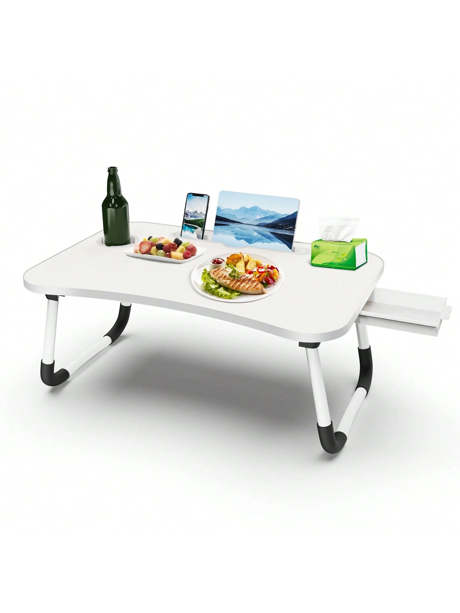 Laptop Bed Desk Table Tray Stand With Cup Holder Drawer For Bed Sofa Couch Study Reading Writing On Low Sitting Floor Large Portable Foldable Lap Trays Eating And Laptops