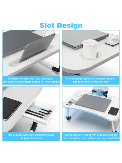 Laptop Bed Desk Table Tray Stand With Cup Holder Drawer For Bed Sofa Couch Study Reading Writing On Low Sitting Floor Large Portable Foldable Lap Trays Eating And Laptops