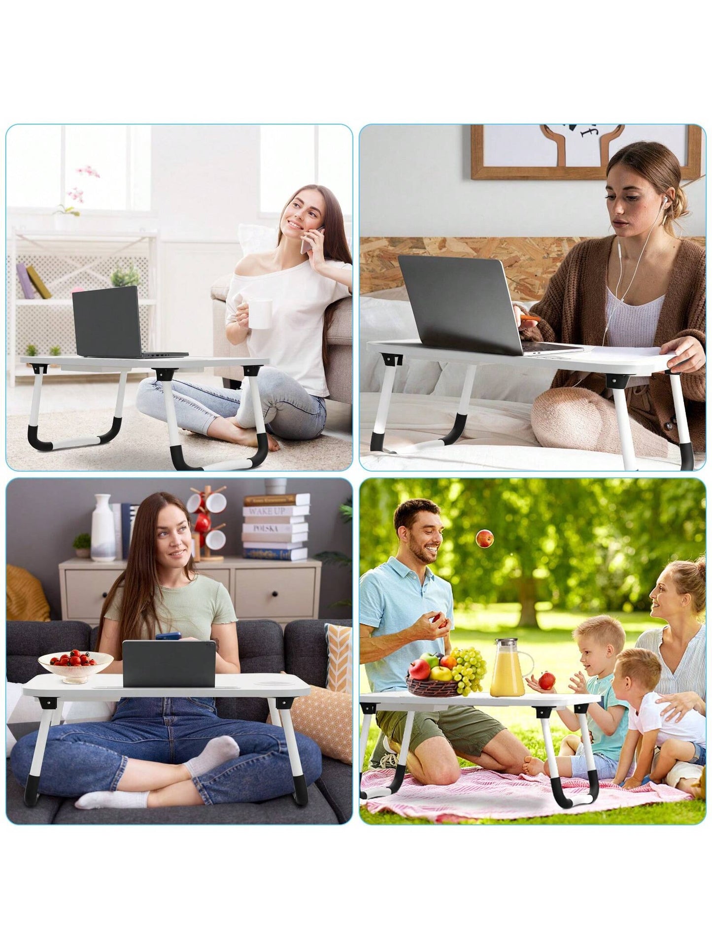 Laptop Bed Desk Table Tray Stand With Cup Holder Drawer For Bed Sofa Couch Study Reading Writing On Low Sitting Floor Large Portable Foldable Lap Trays Eating And Laptops