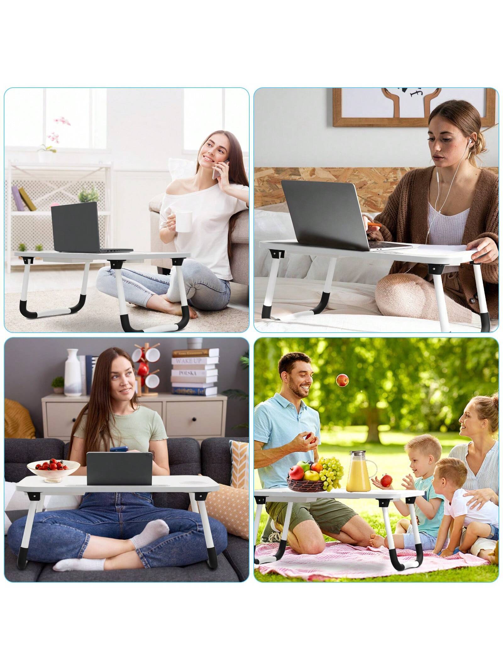 Laptop Bed Desk Table Tray Stand With Cup Holder Drawer For Bed Sofa Couch Study Reading Writing On Low Sitting Floor Large Portable Foldable Lap Trays Eating And Laptops