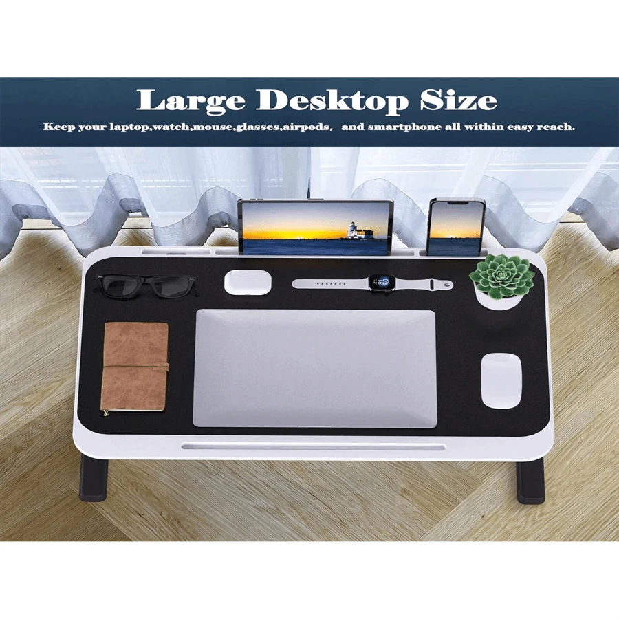 Laptop Bed Tray Desk Adjustable Laptop Table Foldable Portable Laptop Desk For Eating Breakfast On Bed/Couch, Working, Writing, Gaming, Drawing(Black Or Grey)