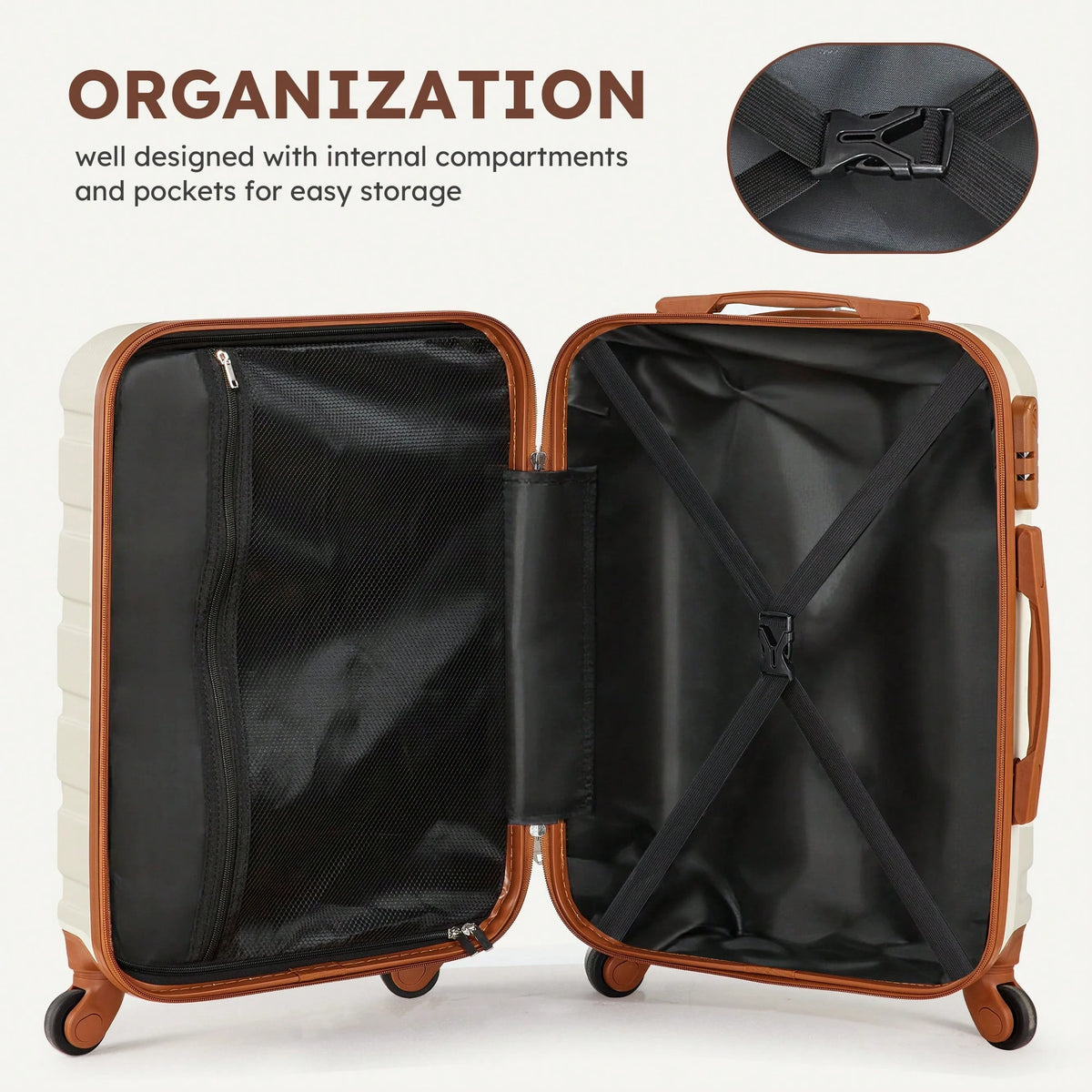 Large Capacity ABS Hardside Luggage Set, 16/20/24/28 Inch Spinner Suitcases + 2 Travel Bags + 1 Cosmetic Case, 7-Piece Set For Holiday Travel