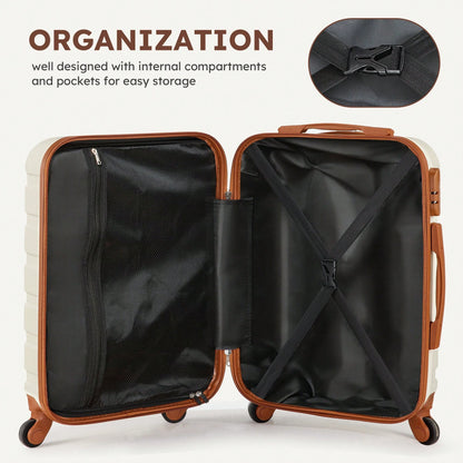 Large Capacity ABS Hardside Luggage Set, 16/20/24/28 Inch Spinner Suitcases + 2 Travel Bags + 1 Cosmetic Case, 7-Piece Set For Holiday Travel
