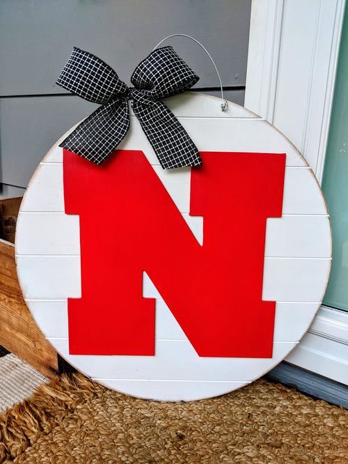 Large Nebraska White Door Hanger