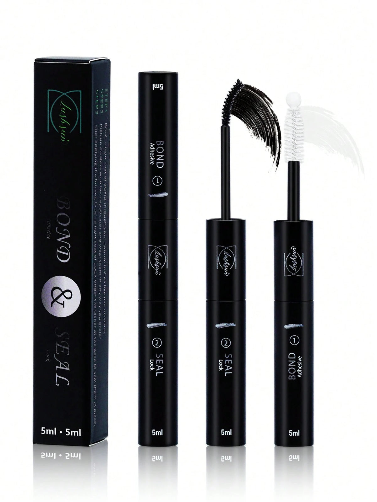 Lash Bond And Seal Waterproof 10ML Bond And Seal Lash Glue Long Lasting Lash Cluster Glue Black Eyelash Bond And Clear Seal DIY Lash Bond And Seal For Beginner